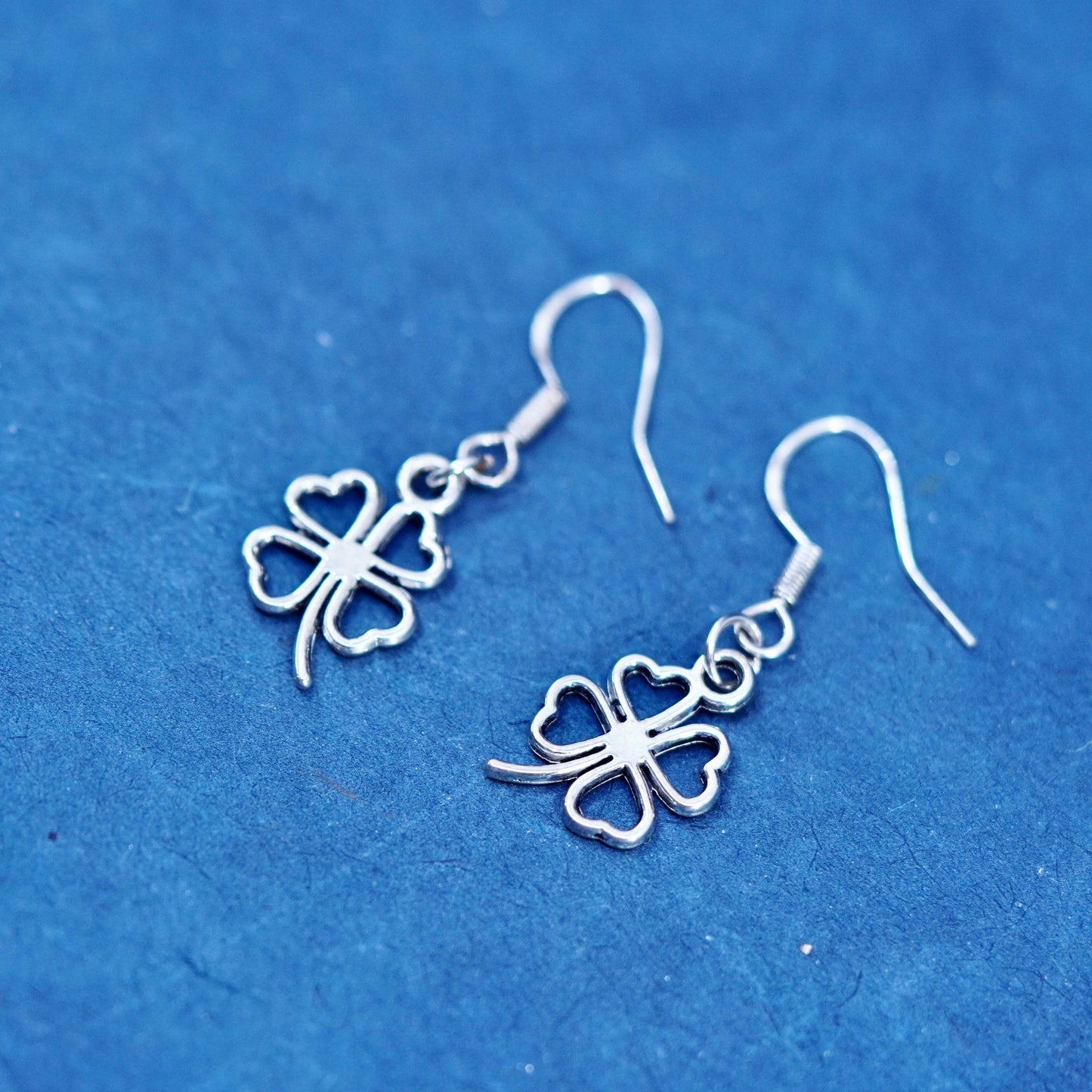 Vintage Sterling silver handmade earrings, Irish 925 lucky clover