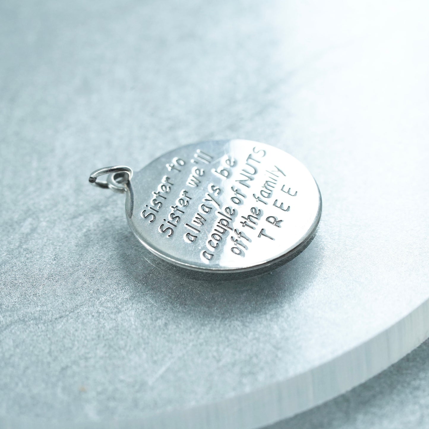 Sterling 925 silver charm, “sister to sister couple of Nuts off the family tree