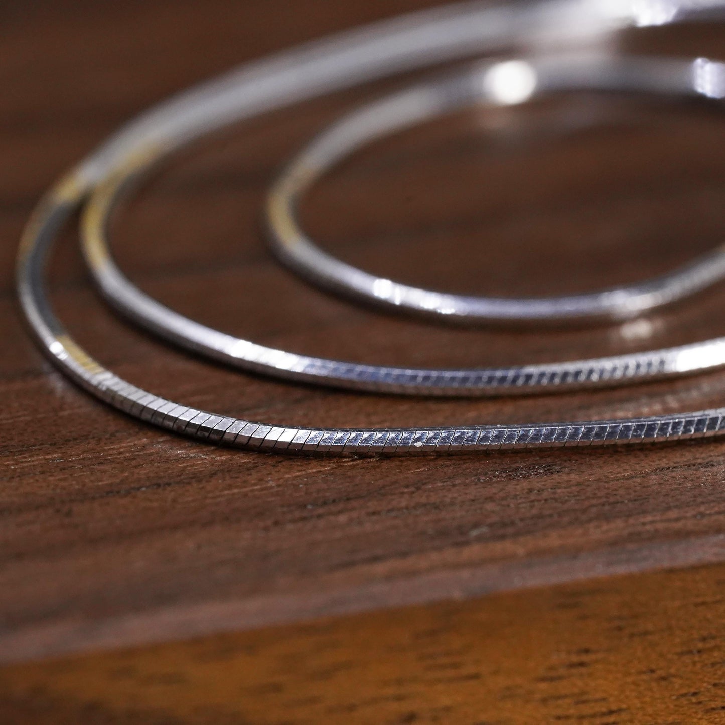 16" 1mm, vintage Sterling silver necklace, Italy 925 square snake chain
