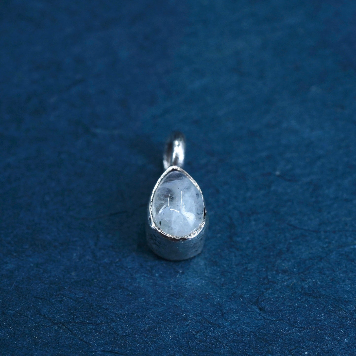 Vintage Sterling silver handmade pendant, 925 teardrop charm with moonstone