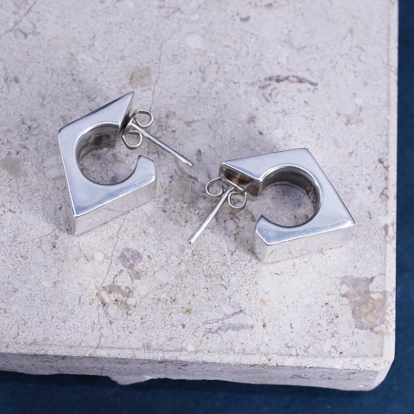 vintage Mexican modernist Sterling 925 silver handmade studs earrings