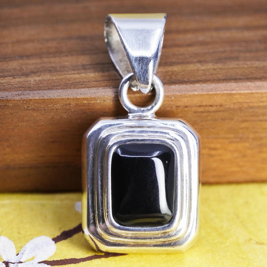 SILPADA Onyx Rectangle Sterling Silver 925 Pendant Black S0113 Retired