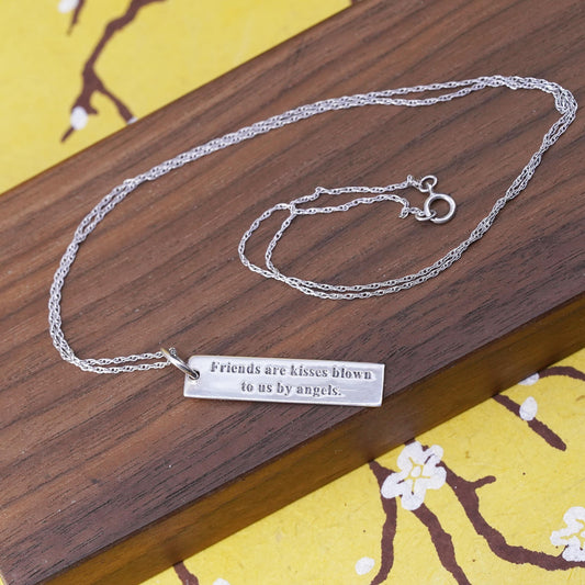 20", vintage Sterling silver necklace, 925 Singapore rope chain tag pendant