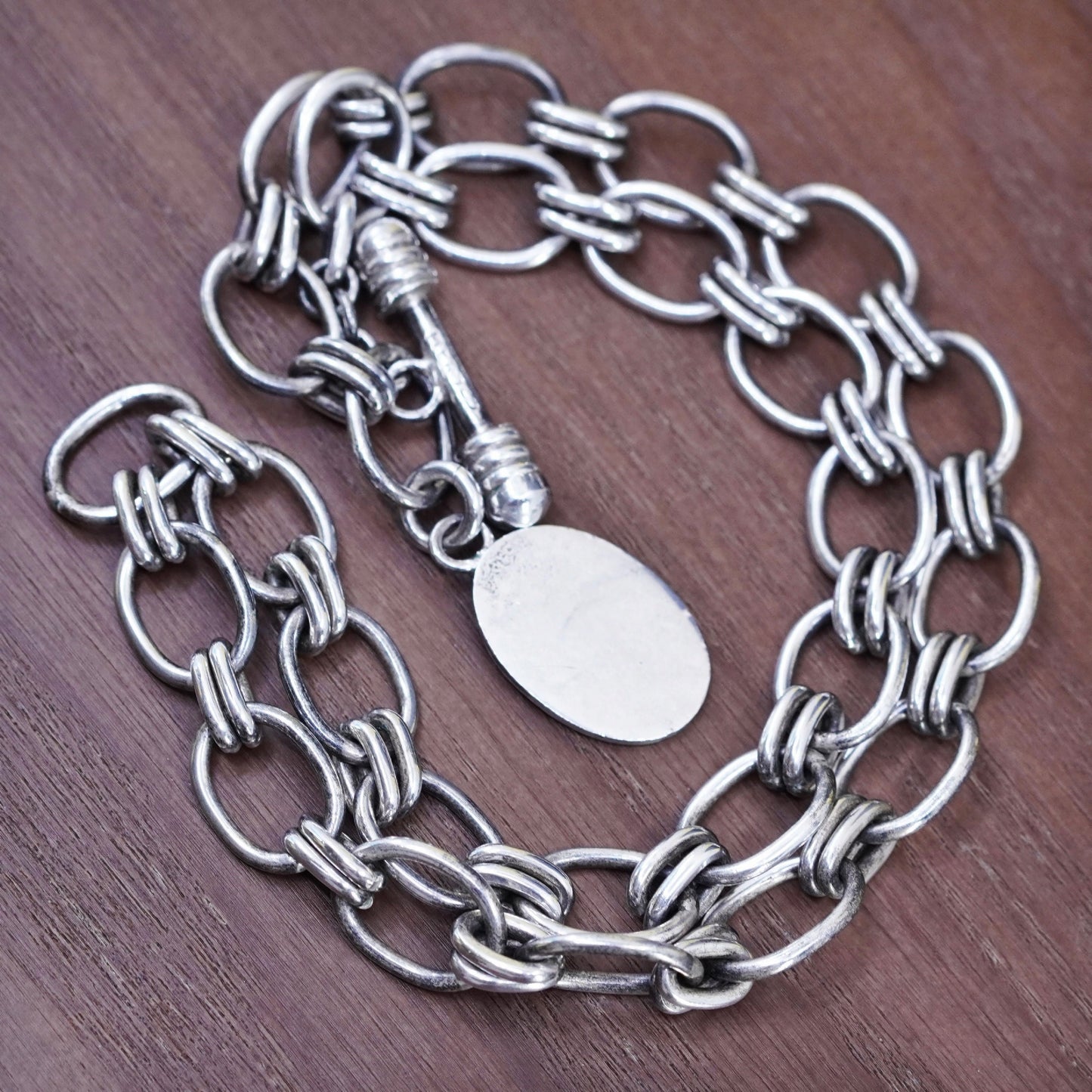 18”, Sterling silver necklace, 925 oval chain with toggle closure and oval tag