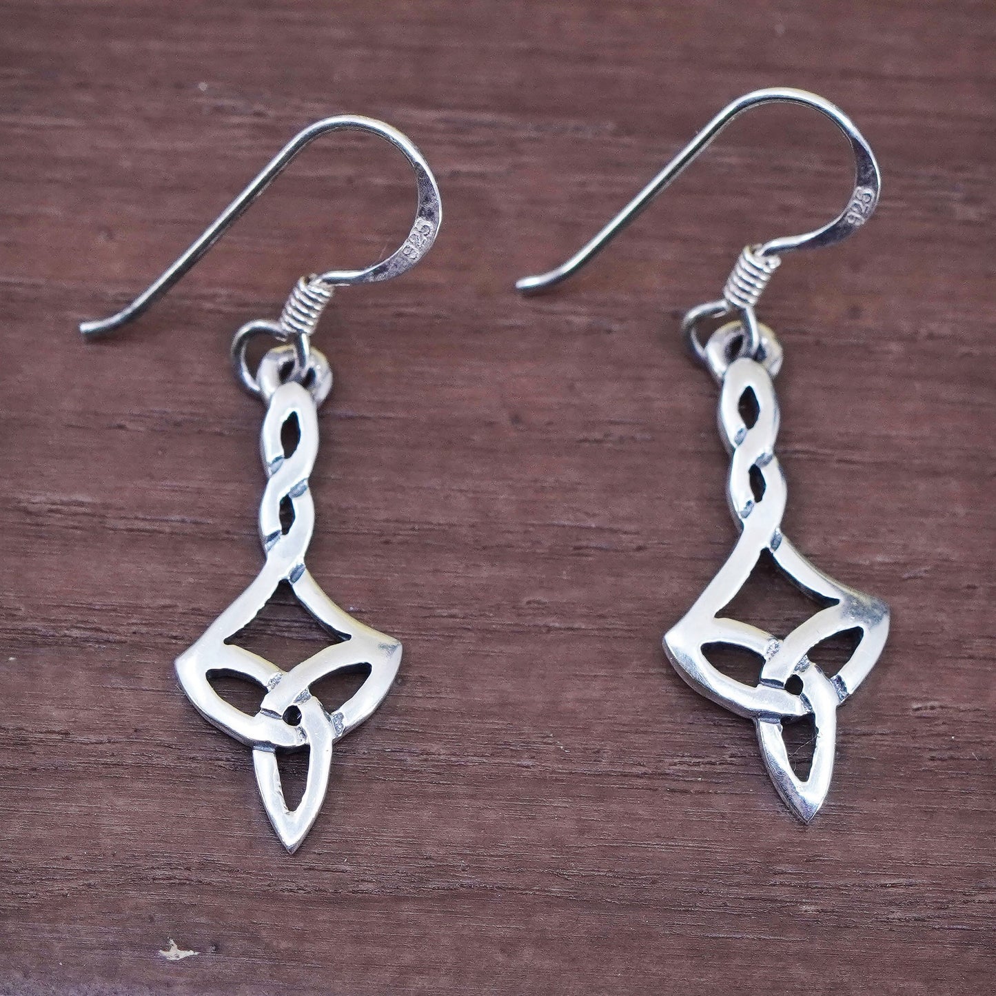 Vintage Sterling silver Irish knot handmade dangles, 925 silver earrings