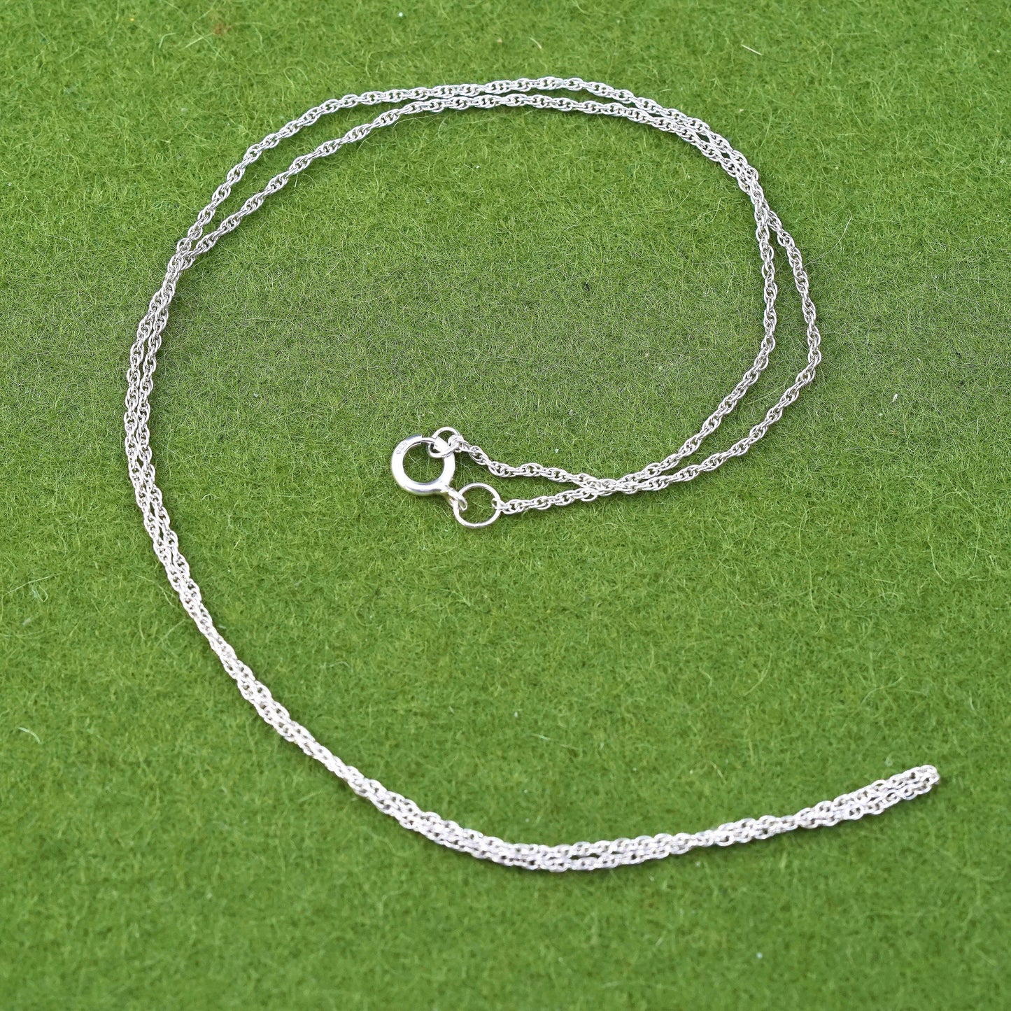 18” 1mm, vintage sterling silver necklace, 925 Singapore rope chain