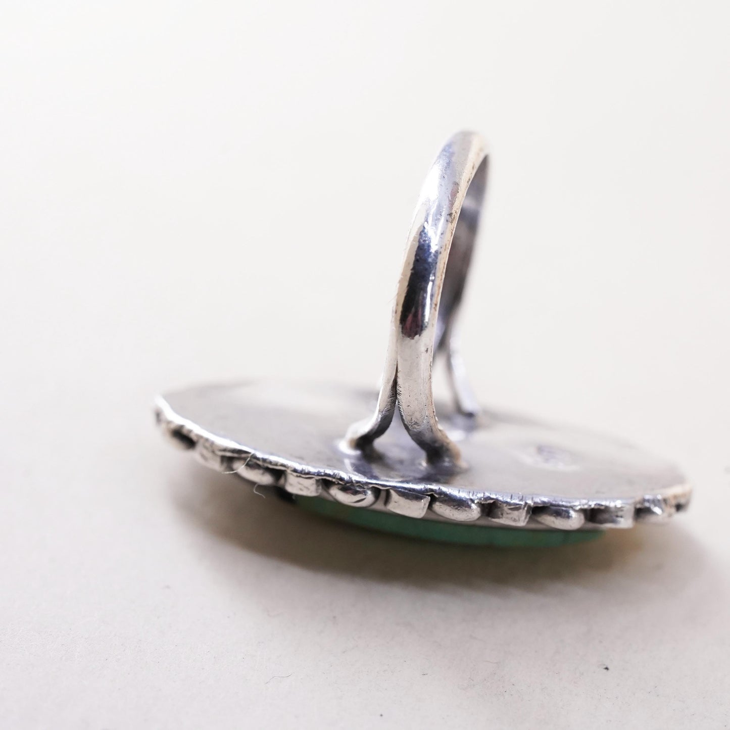 Size 7, Native American sterling 925 silver ring with turquoise mother of pearl