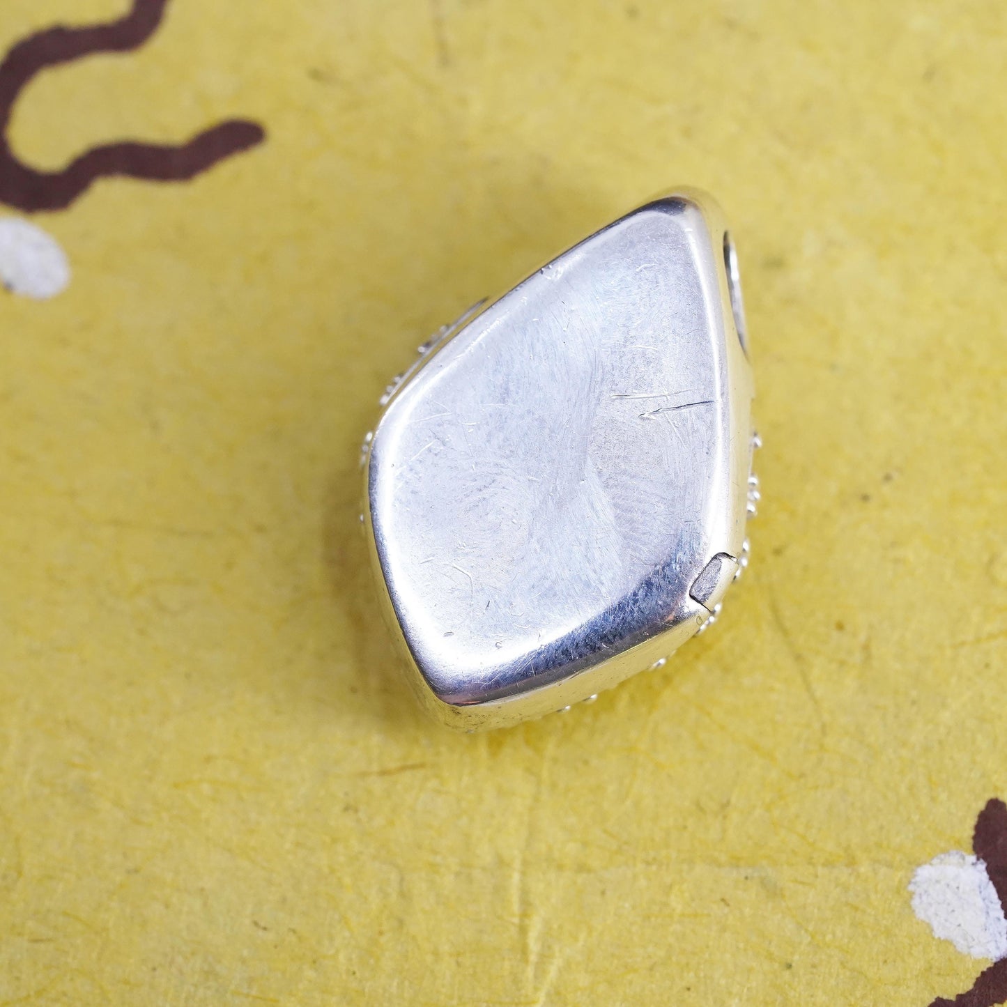 Vintage Sterling silver handmade abalone pendant, 925 photo locket with cz