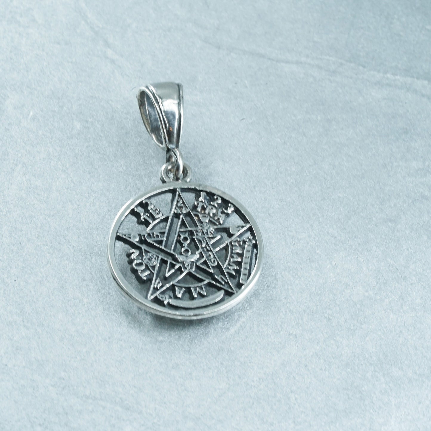 Vintage Sterling silver handmade 925 te tra gram ma ton coin star pendant charm