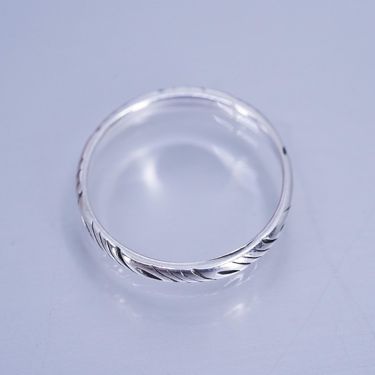 Size 8, southwestern Sterling 925 silver wedding ring, textured stackable band