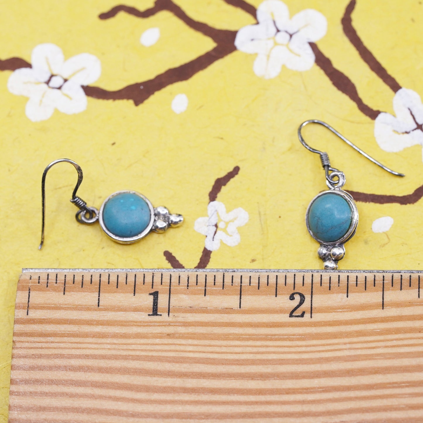 Vintage Sterling 925 silver handmade earrings with turquoise