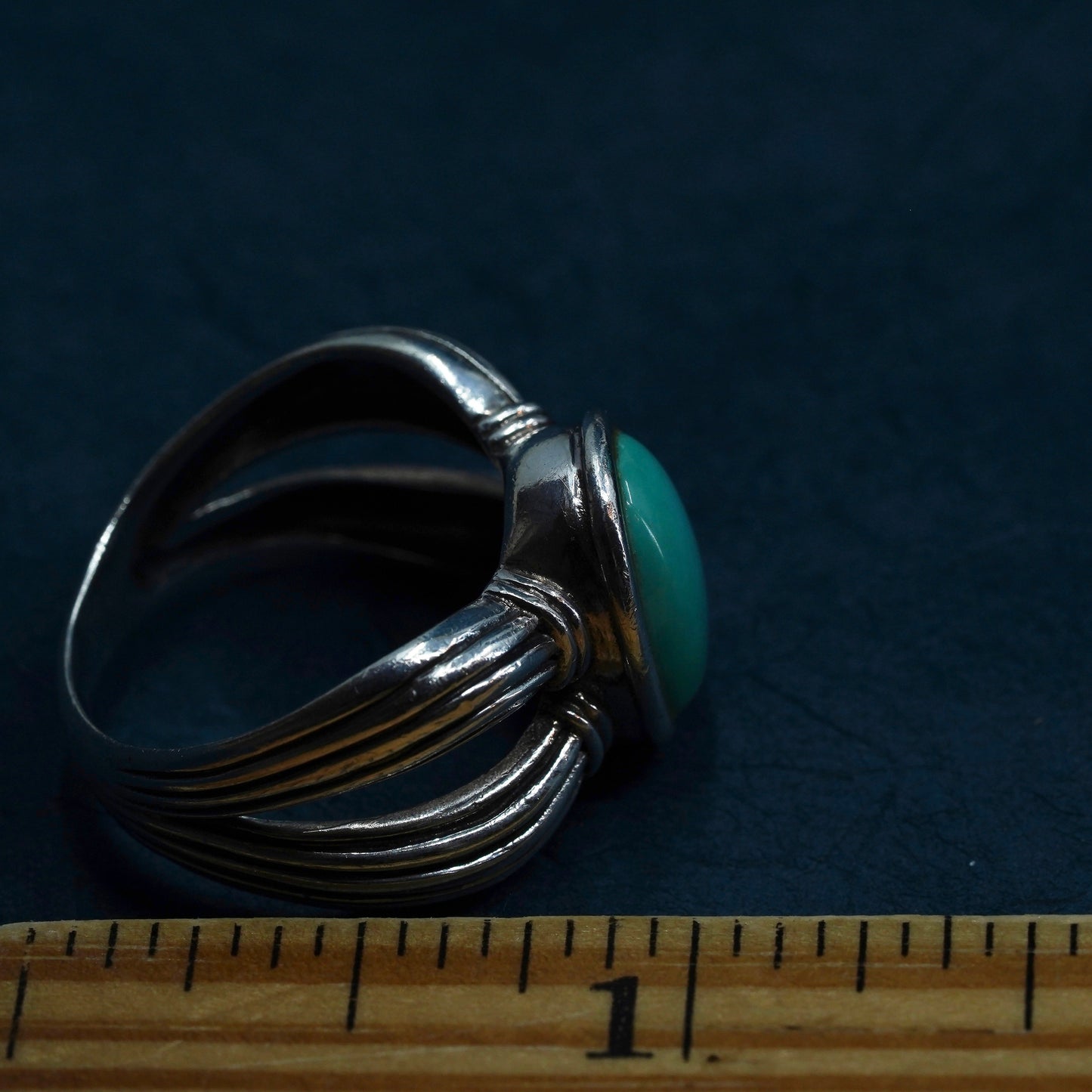 Size 7.5, vintage southwestern Sterling silver handmade ring with turquoise