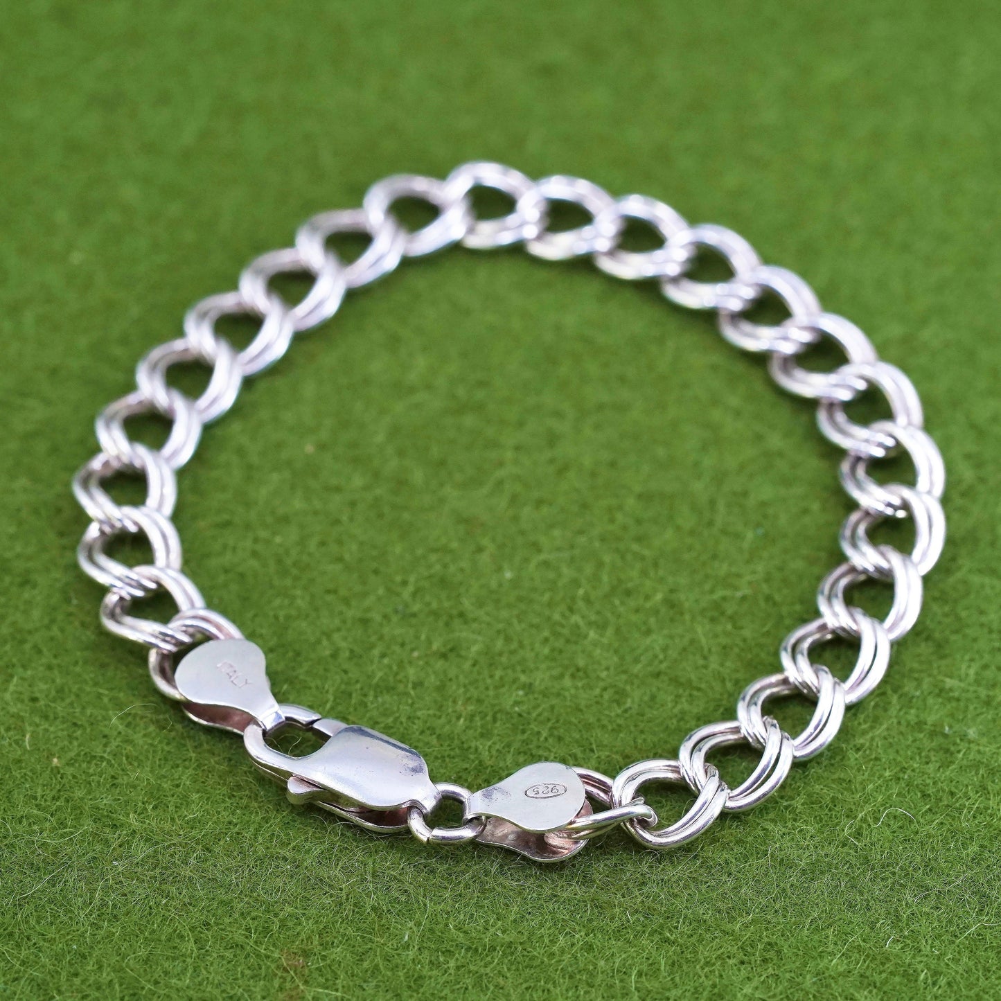 6.75", 8mm, Vintage sterling silver bracelet, 925 double curb chain