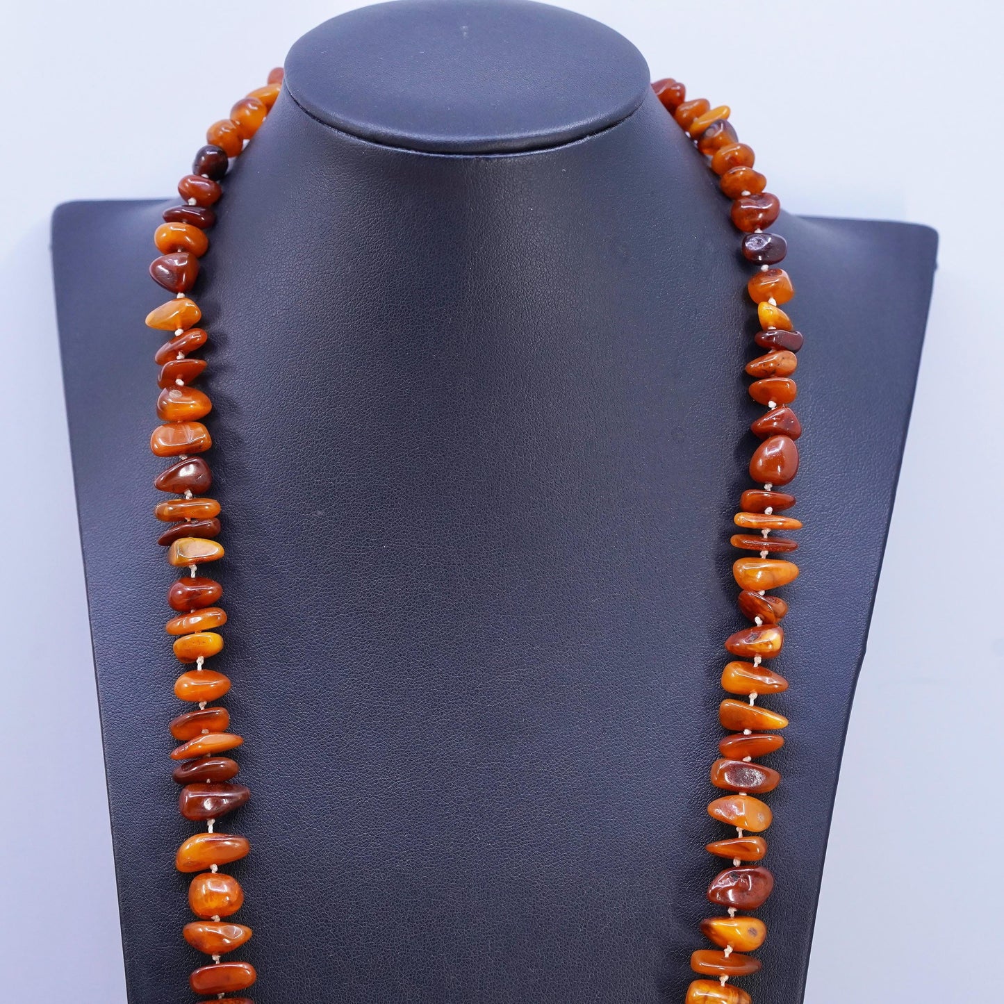 26", vintage southwestern amber heishi handmade necklace