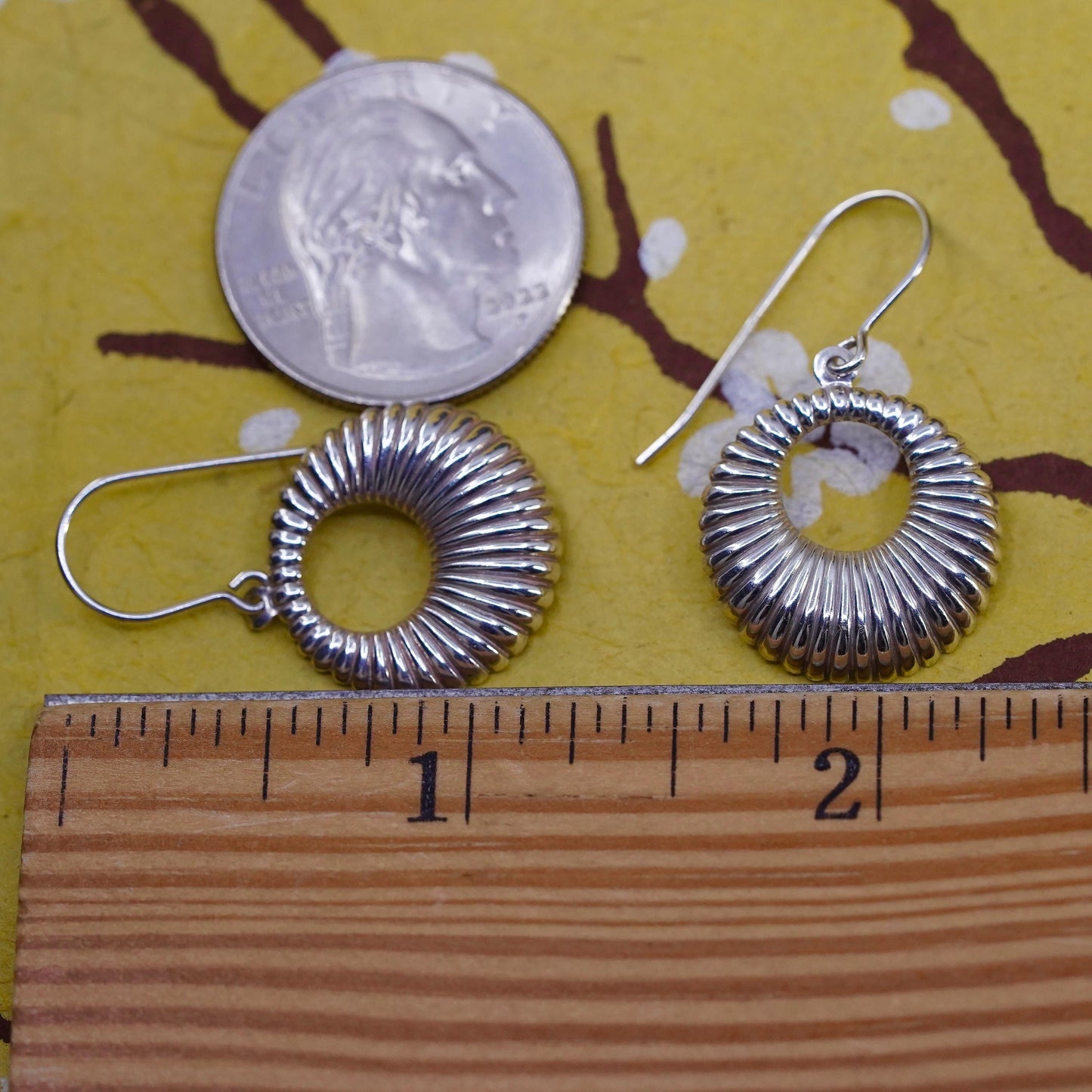 Vintage sterling silver handmade earrings, 925 shell dangles