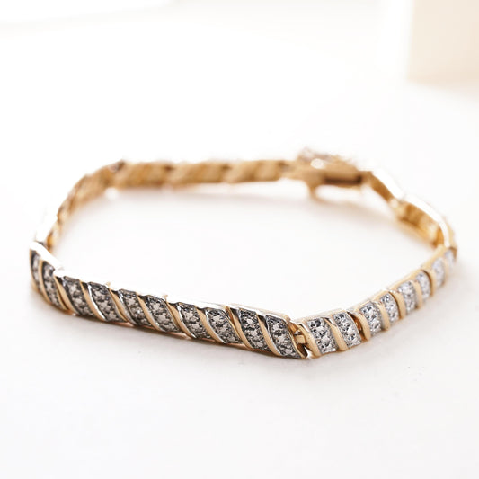 7.25”, vermeil gold sterling silver tennis bracelet 925 San Marco chain diamond