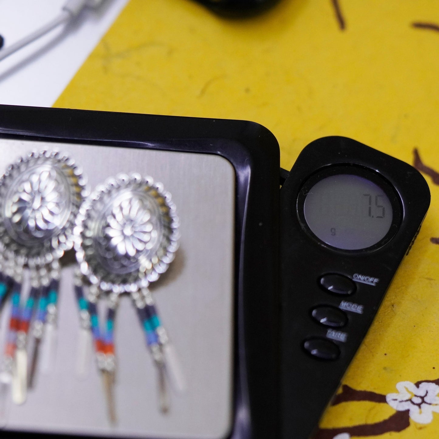Quoc Turquoise Q.T. Sterling Silver Earrings, 925 studs malachite fringe drops
