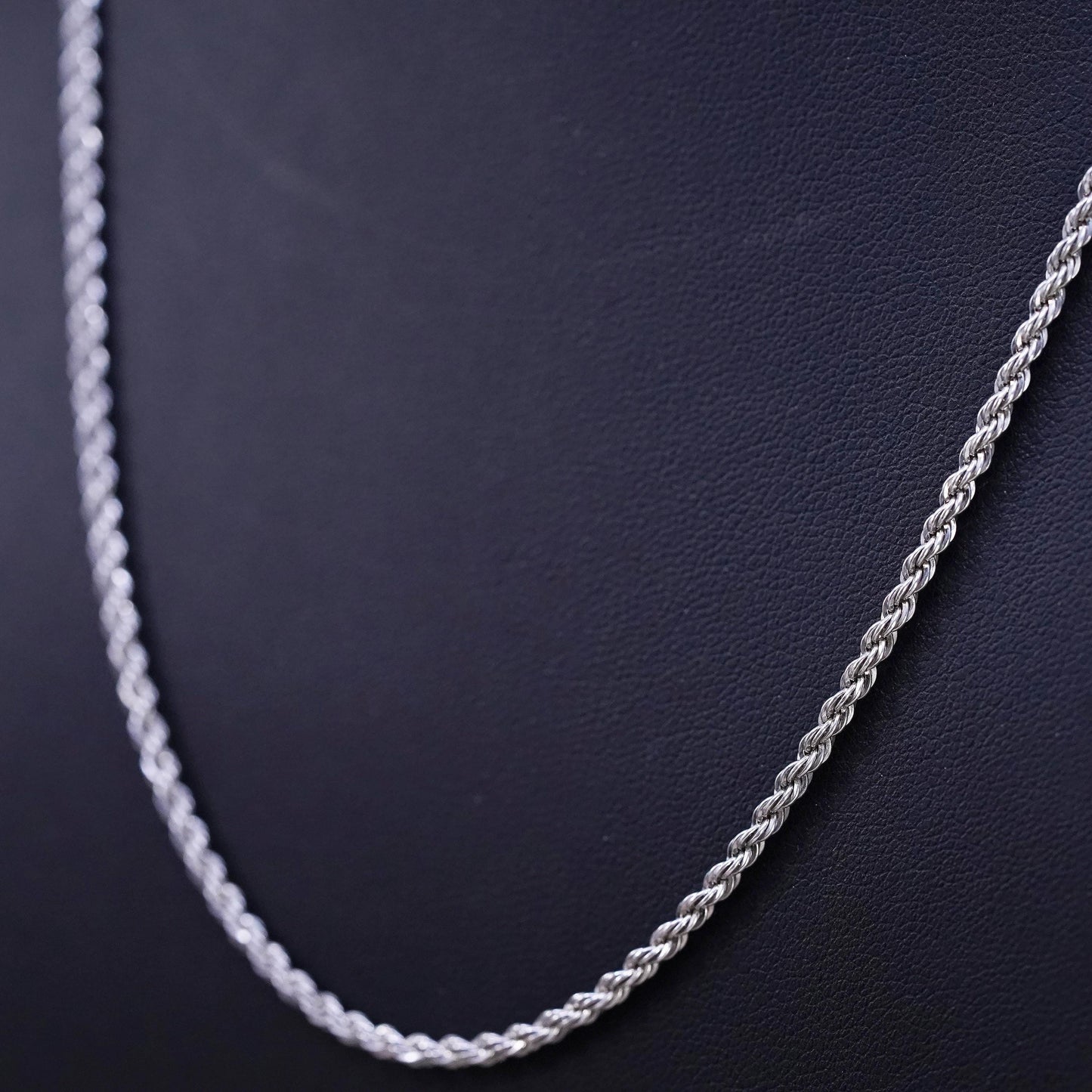 20" 2mm, vintage Sterling silver handmade necklace, 925 rope chain