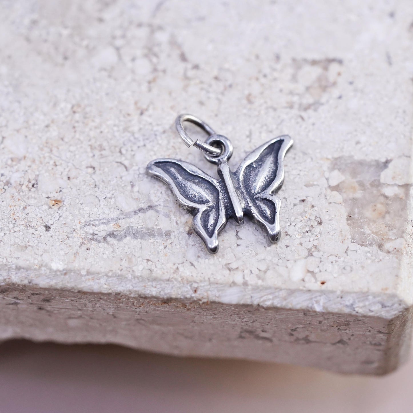 Sterling silver handmade pendant, solid 925 silver butterfly charm