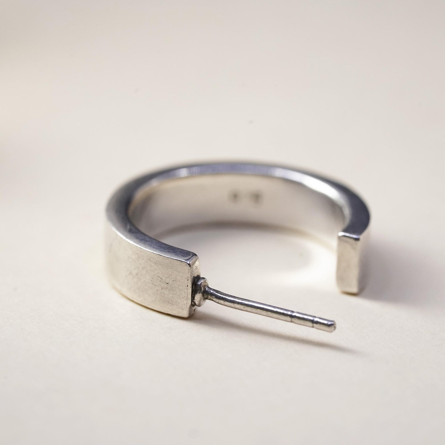 0.75", Vintage sterling silver single earring, fashion primitive hoop stud