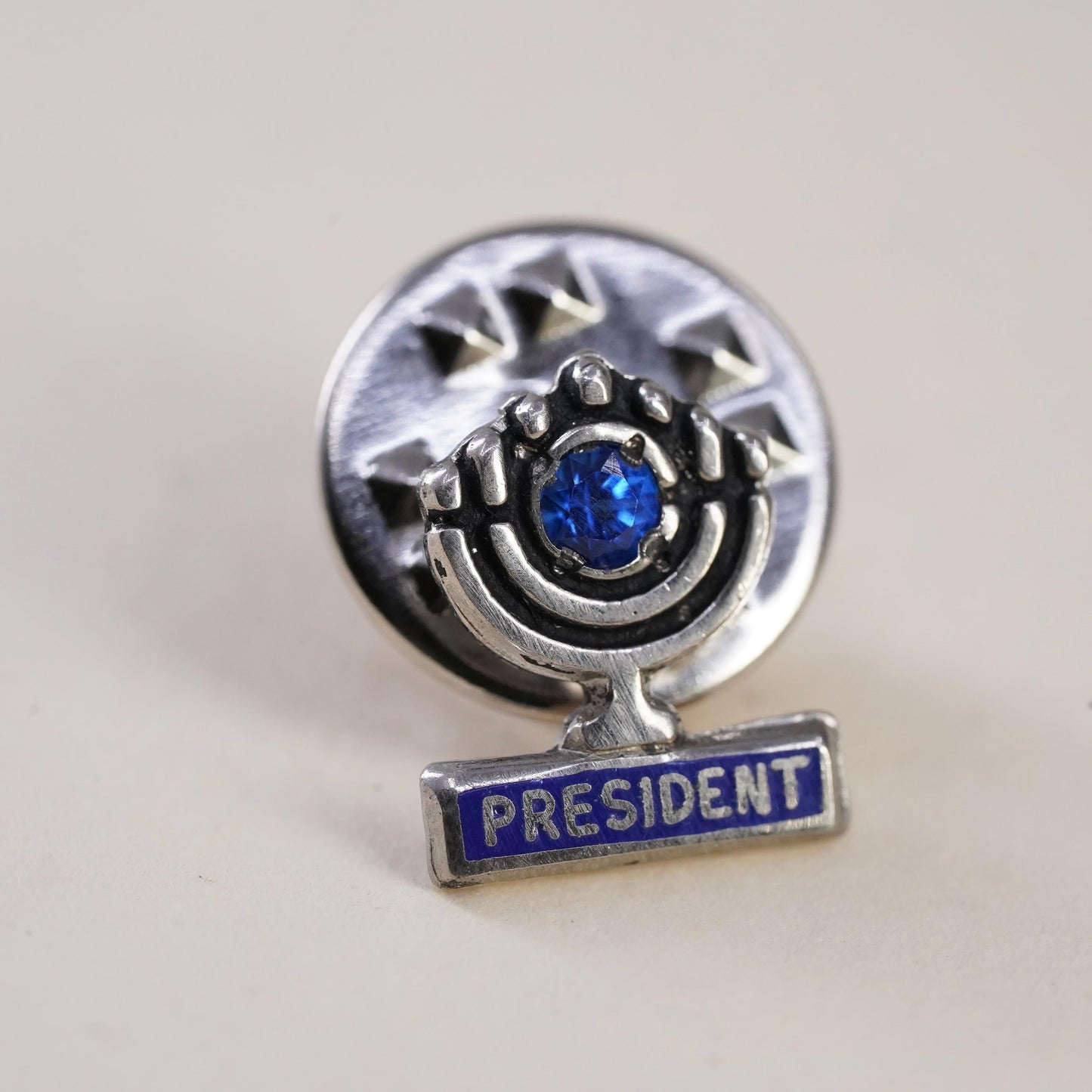 Menorah President Lapel Pin Sterling 925 silver Judaica Pin Jewish Organization