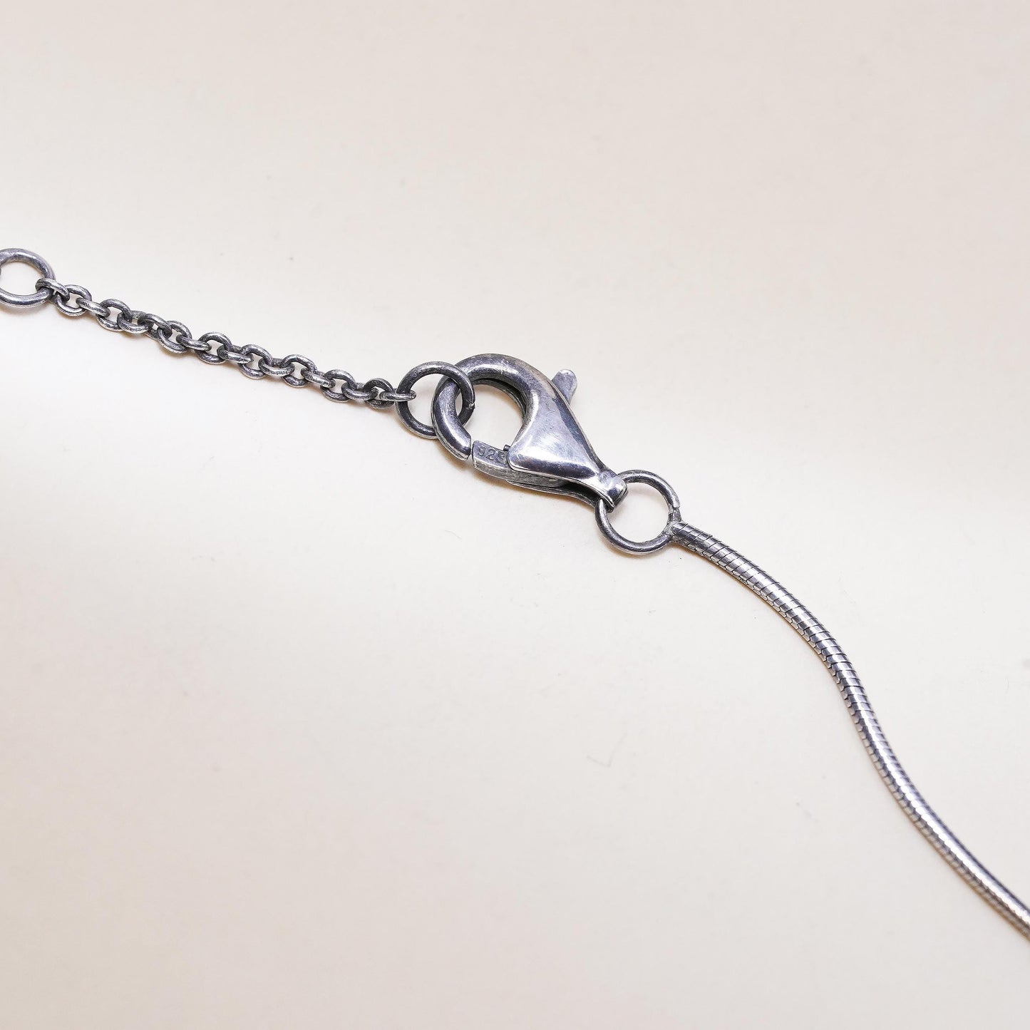 17+2", 1mm, Vintage sterling silver snake chain, 925 necklace
