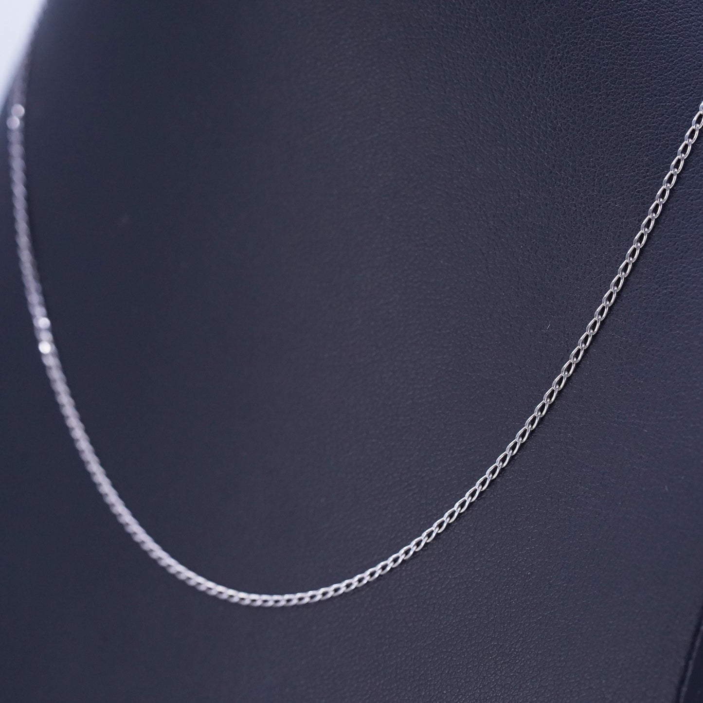 18” 1.6mm, vintage Italian Sterling 925 silver curb chain necklace