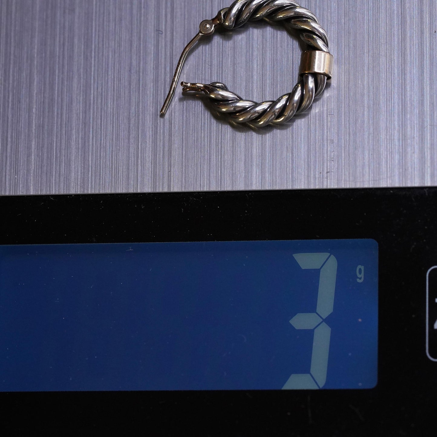 0.75” NABCO Sterling Silver 14k Gold Twisted Cable Rope Hoop single 1 earring