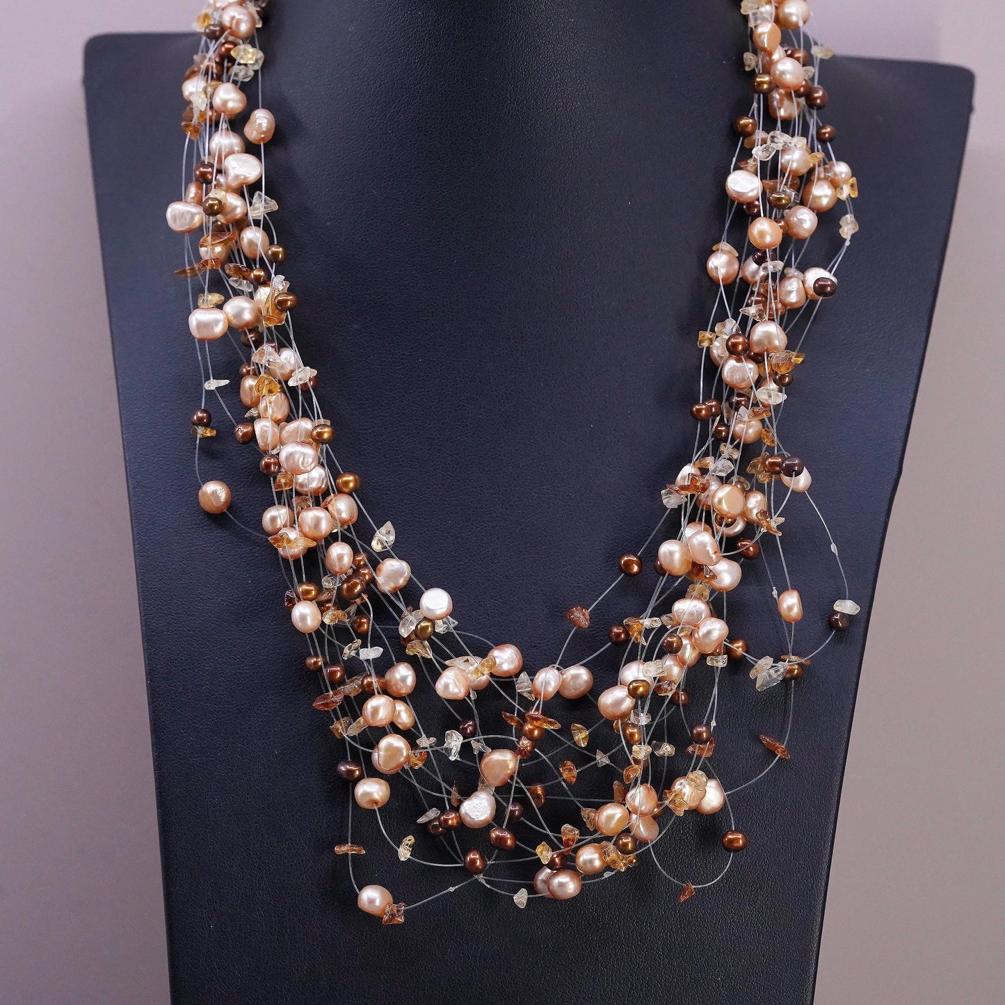 16+5", JBK Jackie Kennedy Sterling 925 silver necklace multi strands pearls