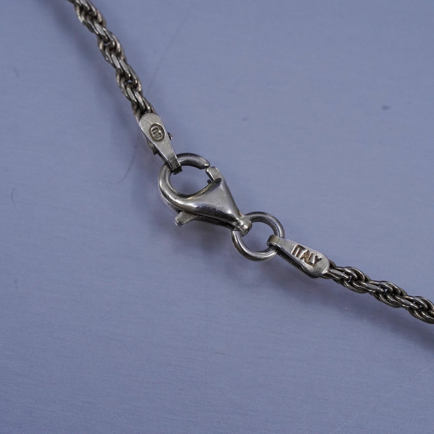 18” 2mm, vintage Italian vermeil gold over Sterling 925 silver rope chain necklace