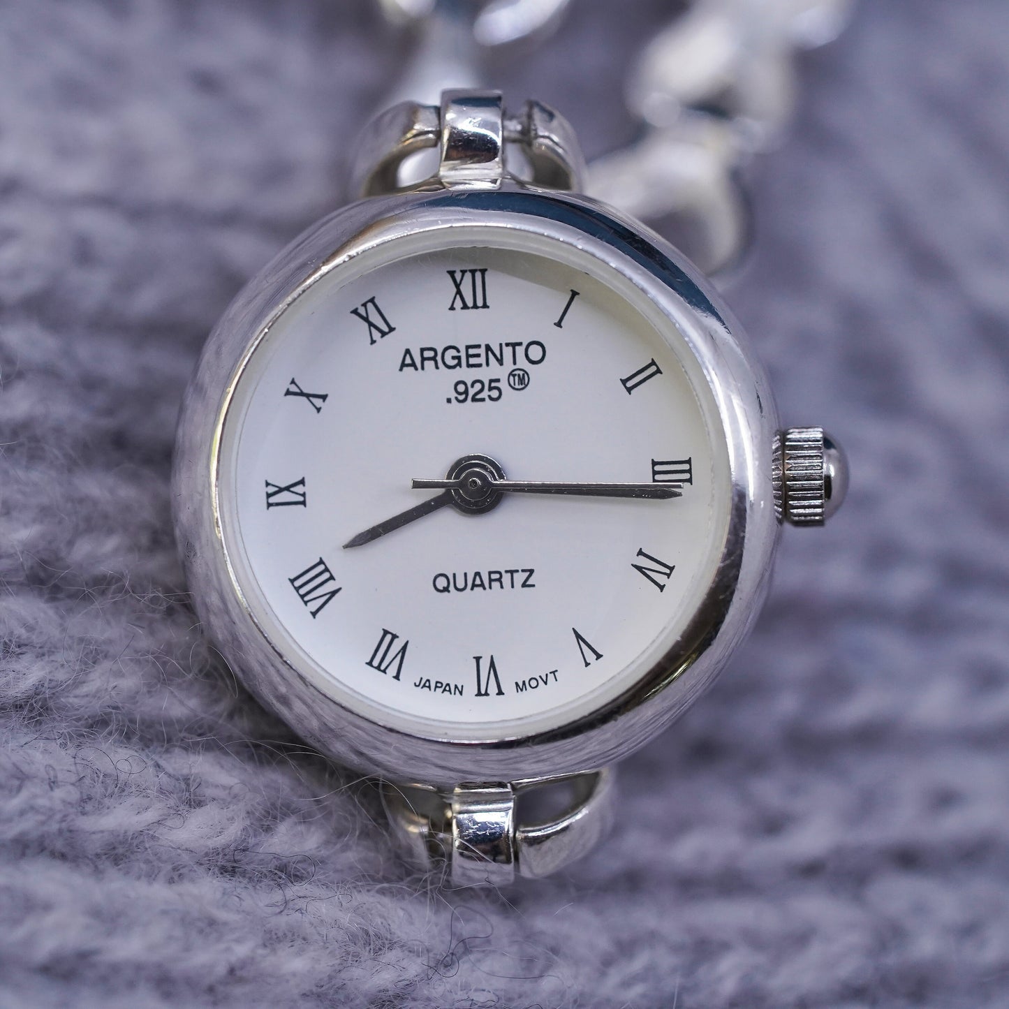 7”, Sterling Silver 925 Watch Argento Brand Round Face Silver not Working