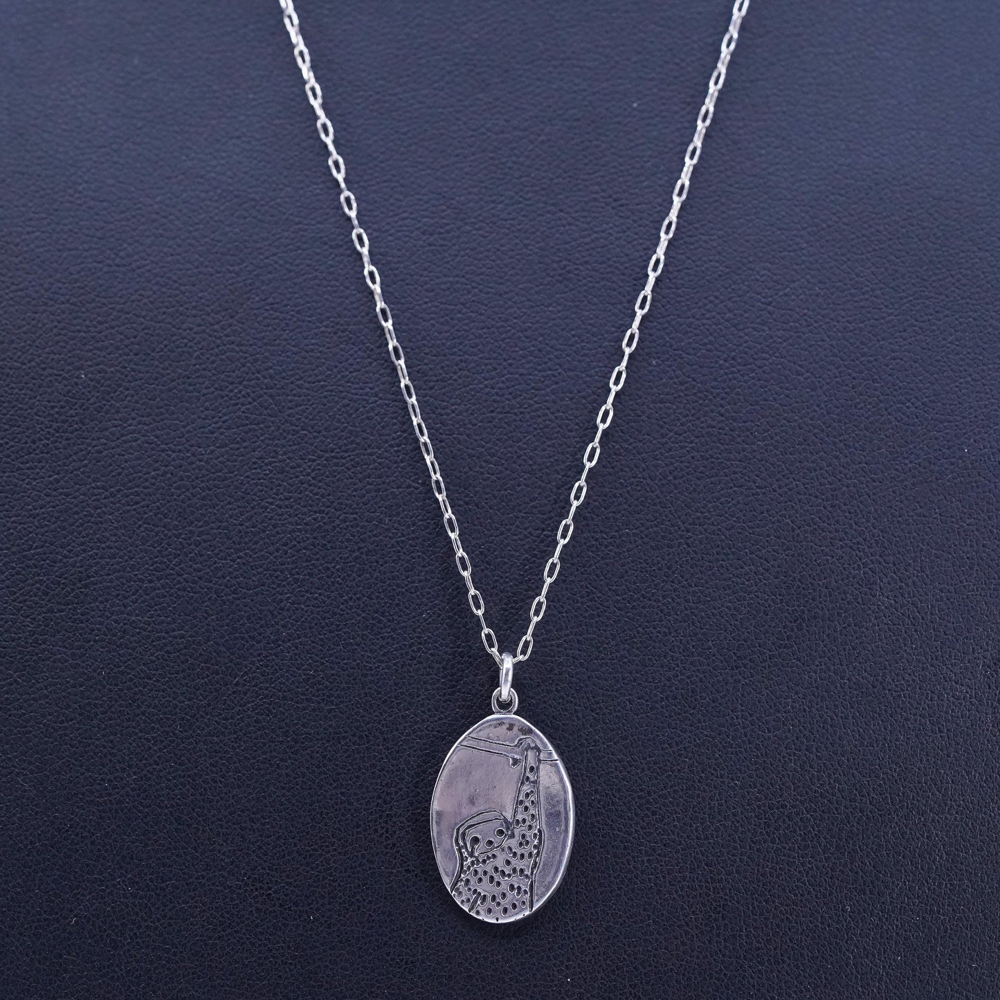 20” Sterling 925 silver circle necklace tag pendant sloth keep calm hang on