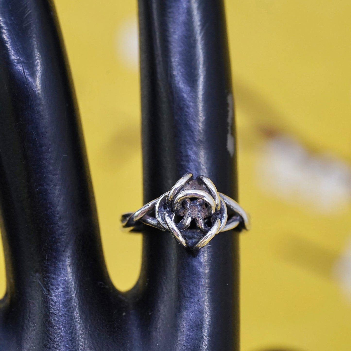 Size 6, vintage Sterling silver handmade knot ring, 925 wired band