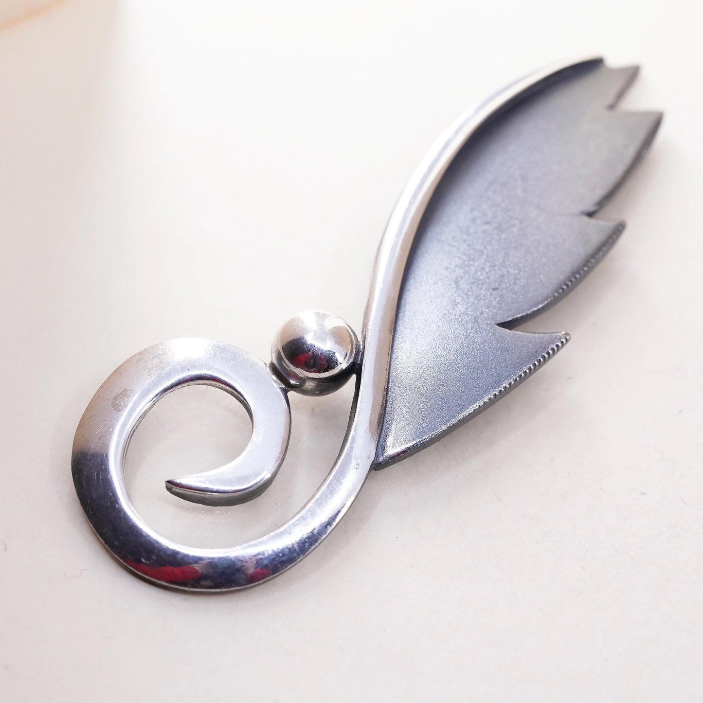 Vintage Roikewicz Sterling Silver Leaf Brooch 925, Modernist Minimalist Pin