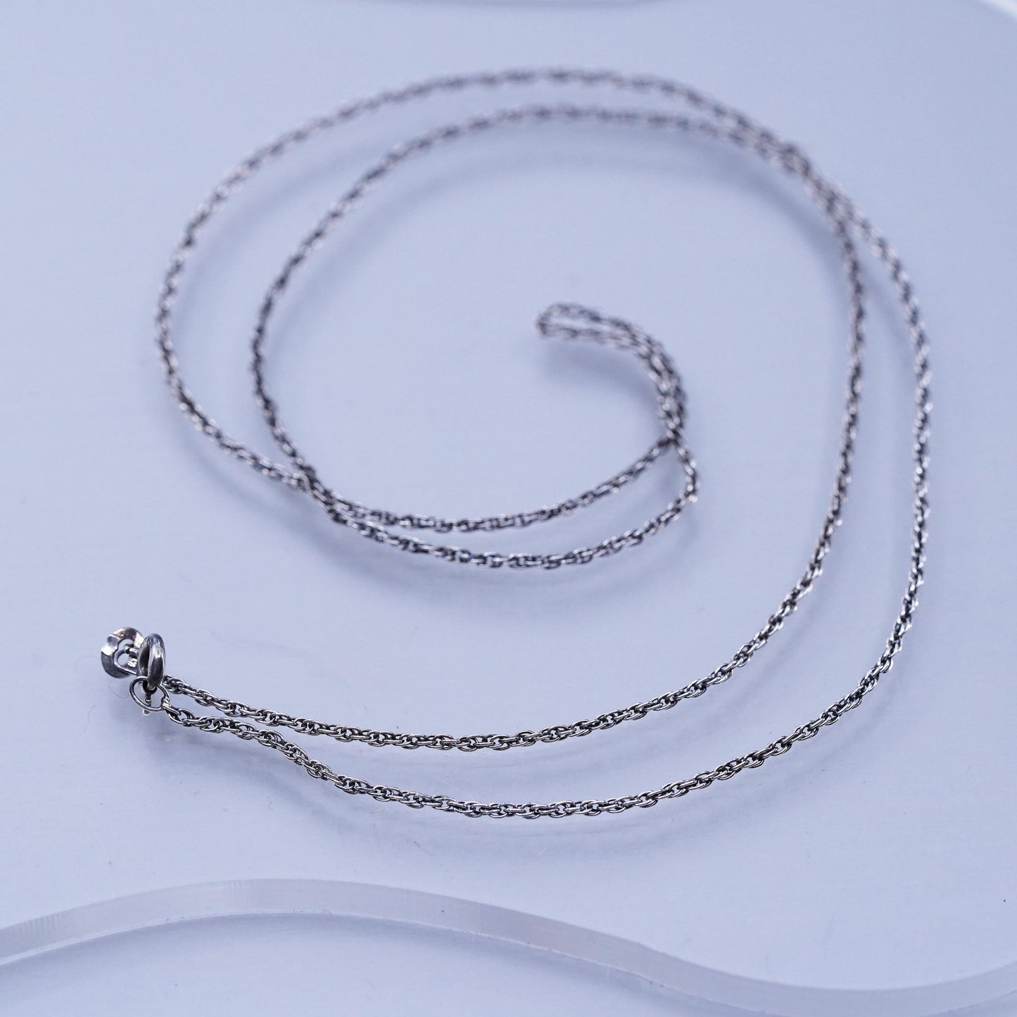24” 2mm, vintage Italian Sterling 925 silver Singapore rope chain necklace