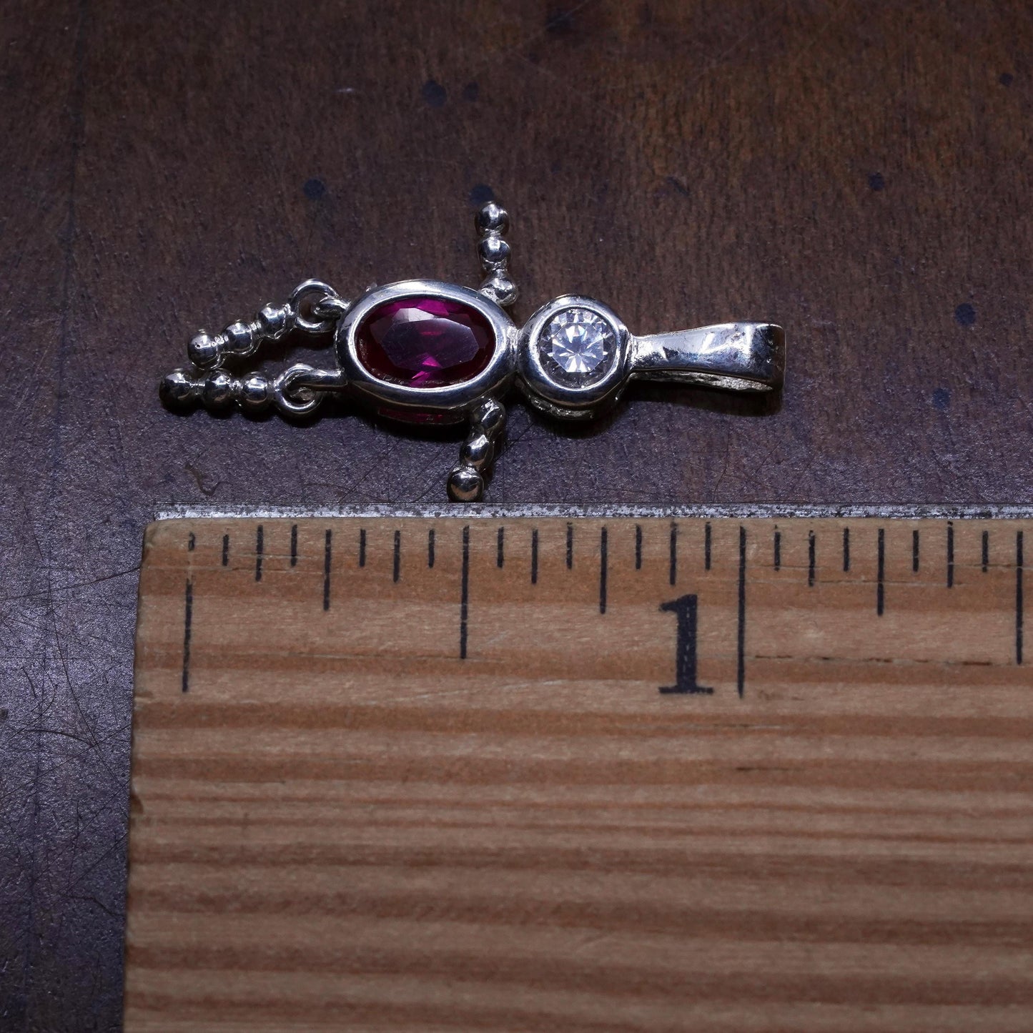 Sterling silver handmade birthstone pendant, 925 boy figure with ruby