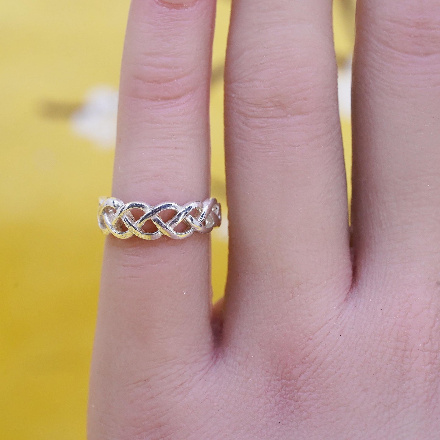 Size 3, vintage Sterling silver handmade Celtic knot ring, 925 band