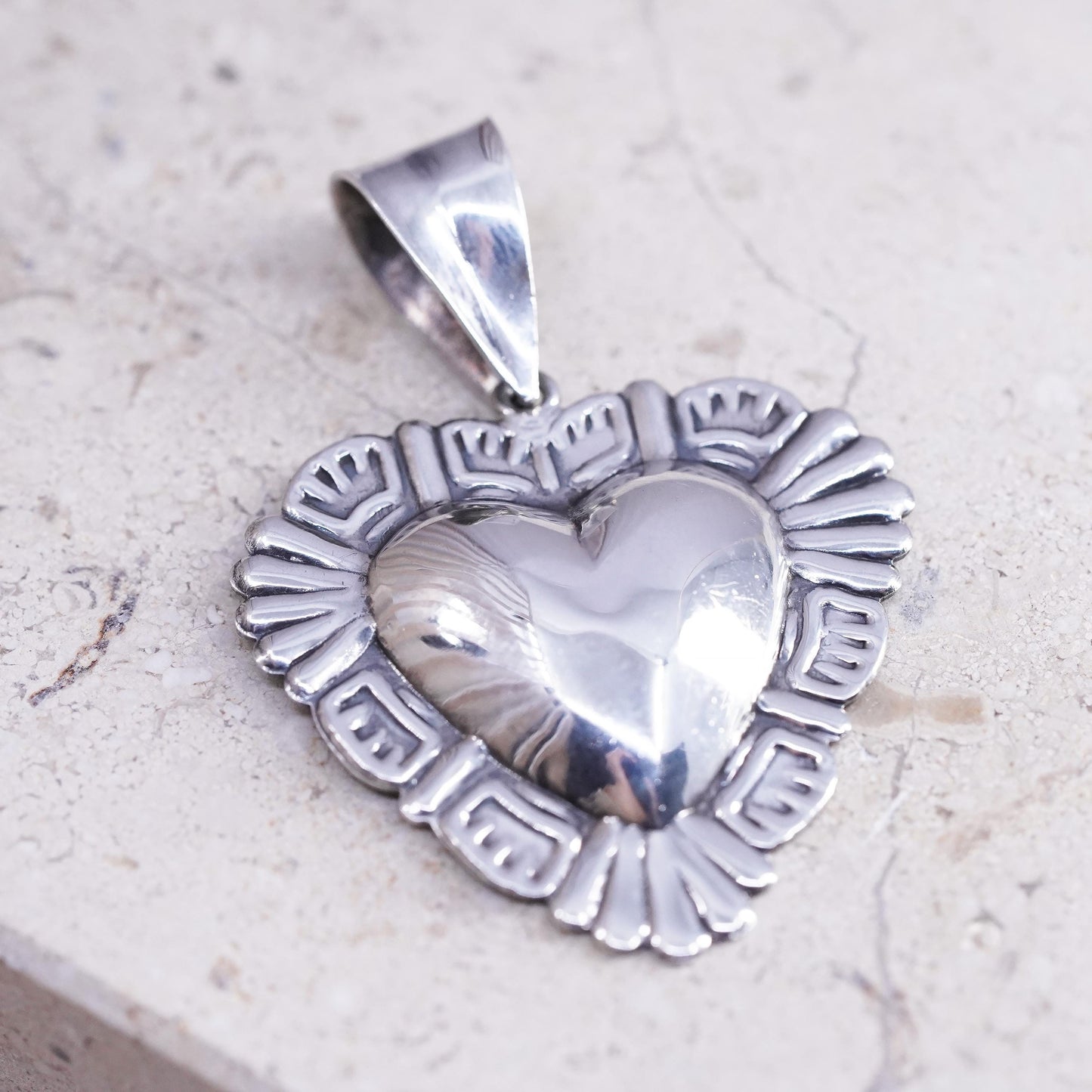Italian Sterling silver handmade pendant, solid 925 heart