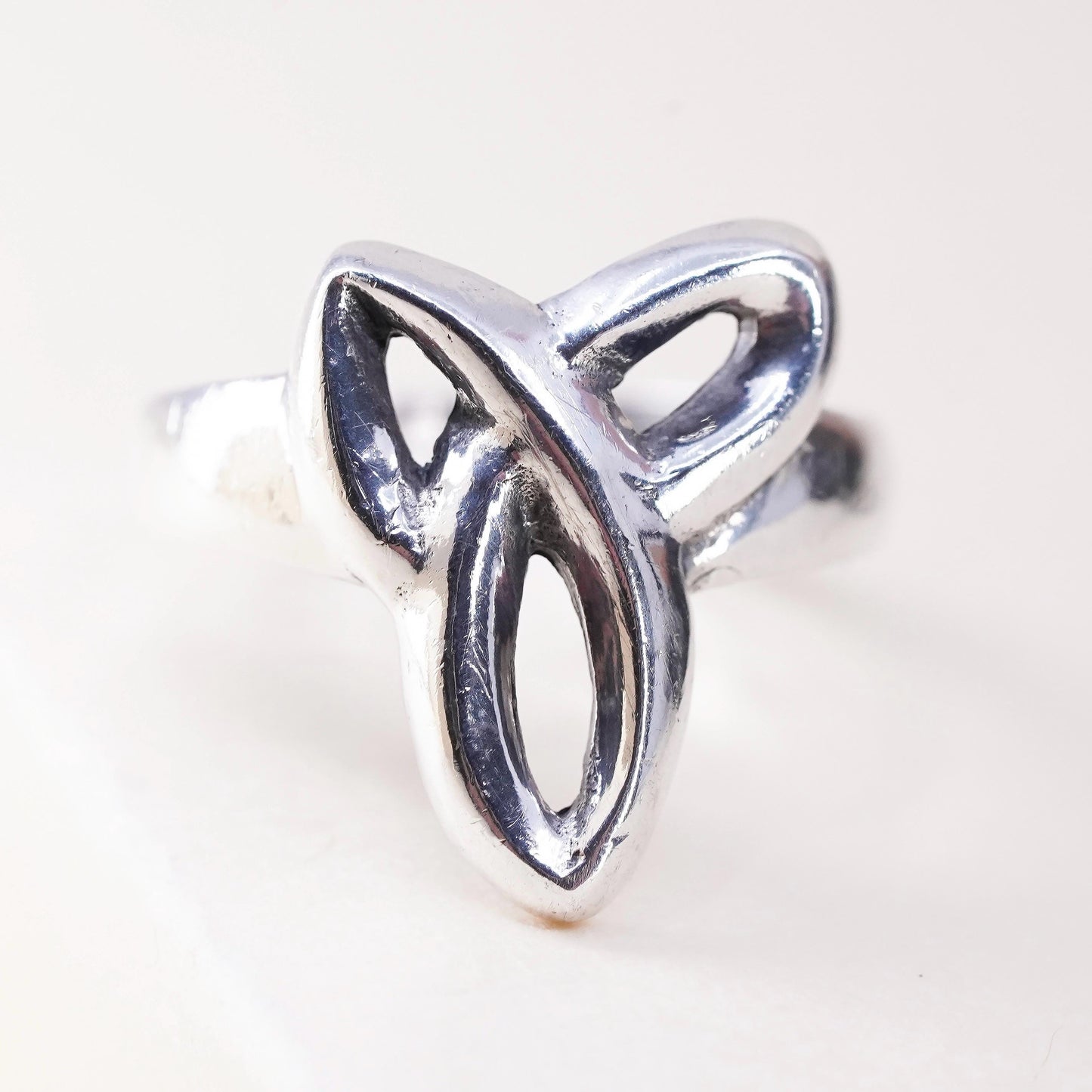 Size 6, VTG Celtic knot sterling silver wired ring 925 irish entwined knot band
