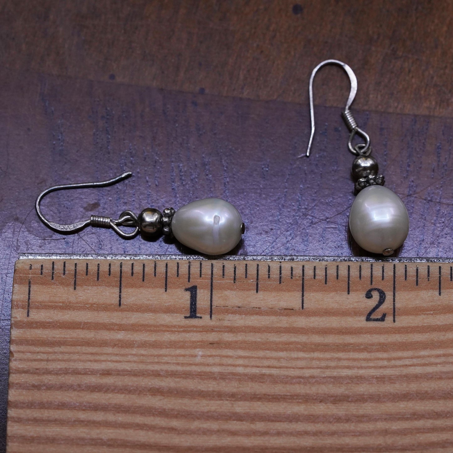 Sterling silver handmade earrings, 925 studs with pearl drops