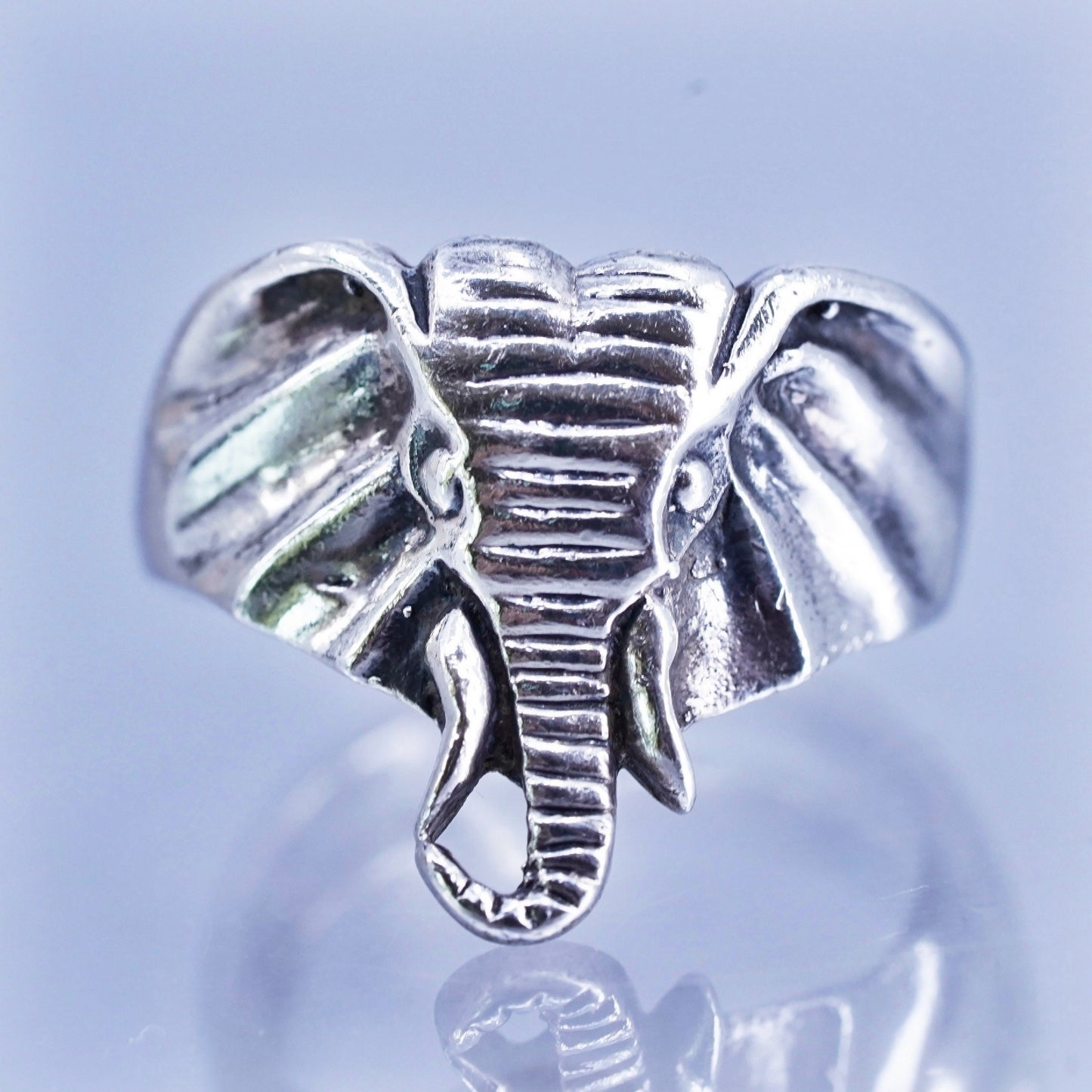Size 4.5, southwestern Sterling 925 silver handmade ring, elephant head band