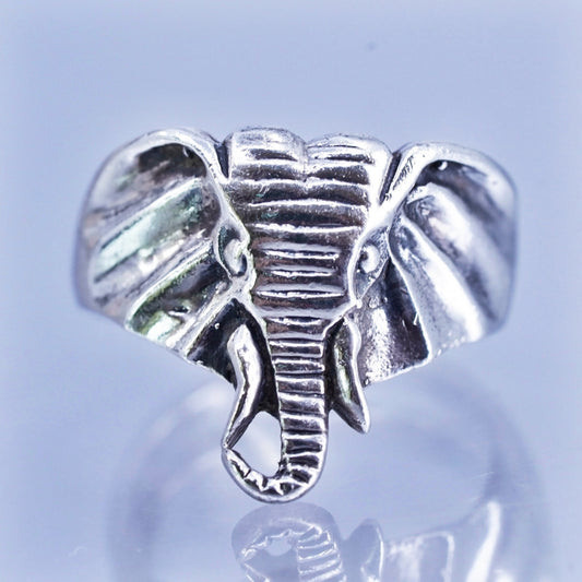 Size 4.5, southwestern Sterling 925 silver handmade ring, elephant head band