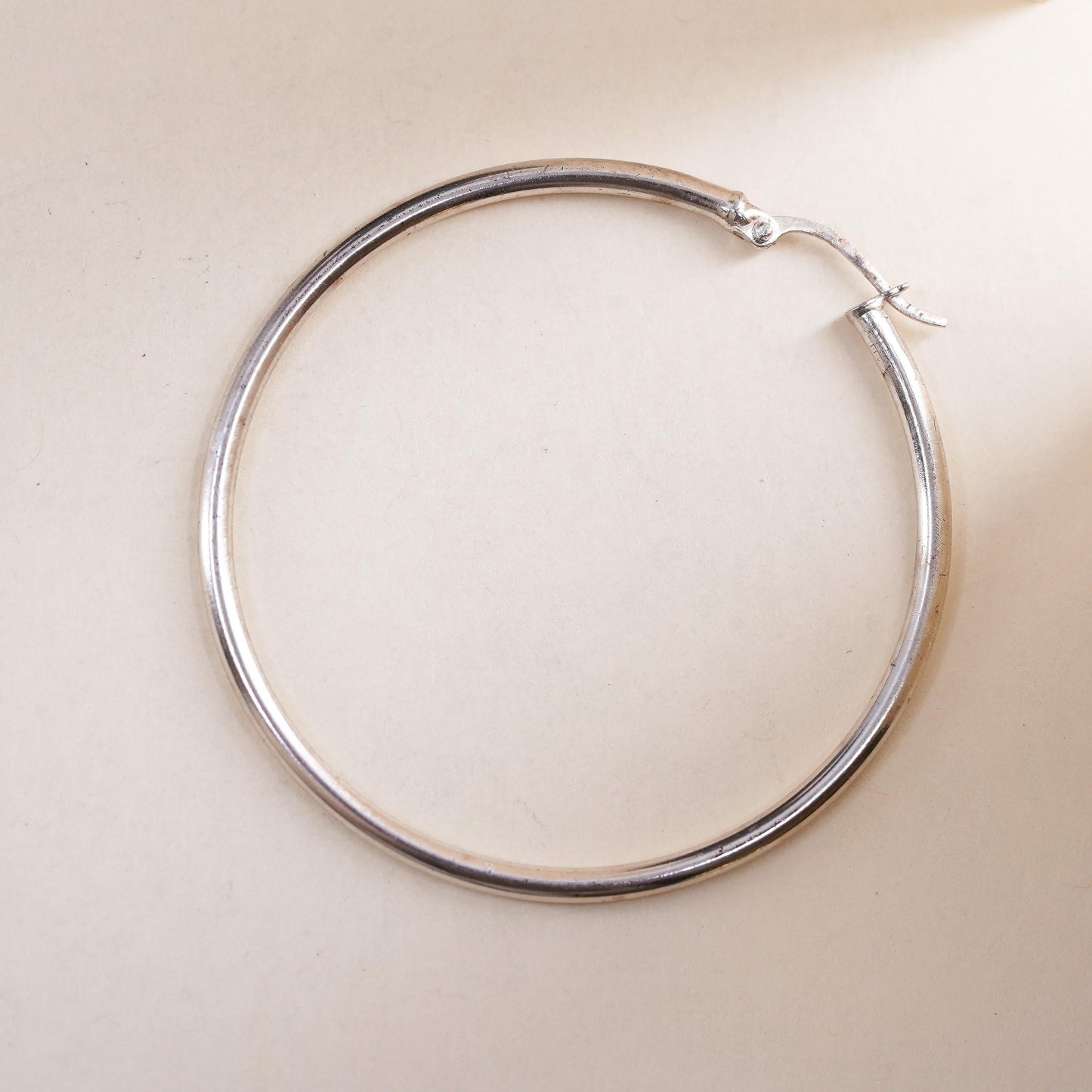 1.75", Vintage sterling silver loop single earring, thin hoop