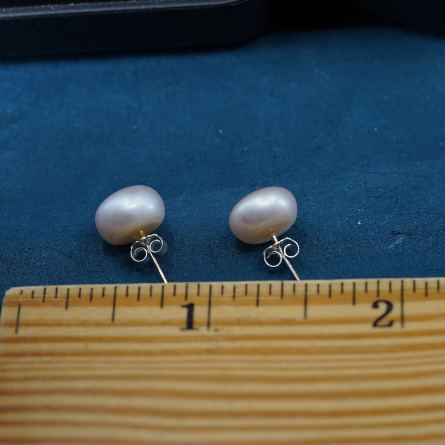 10mm, Sterling 925 silver with pink freshwater pearl studs earrings