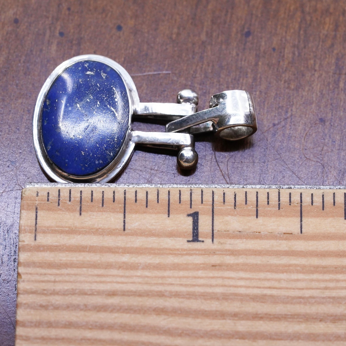 Vintage Sterling 950 silver handmade pendant with blue lapis lazuli
