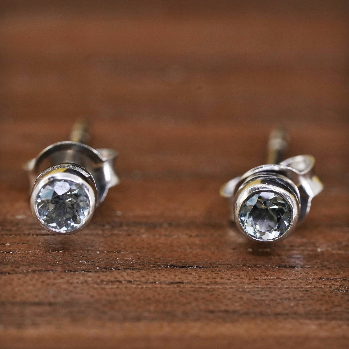 3mm, Vintage Sterling silver handmade earrings, 925 round cz studs