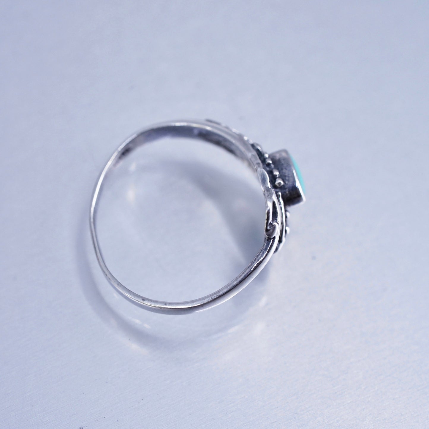 Size adjustable, vintage Sterling 925 silver handmade wrap snake ring turquoise