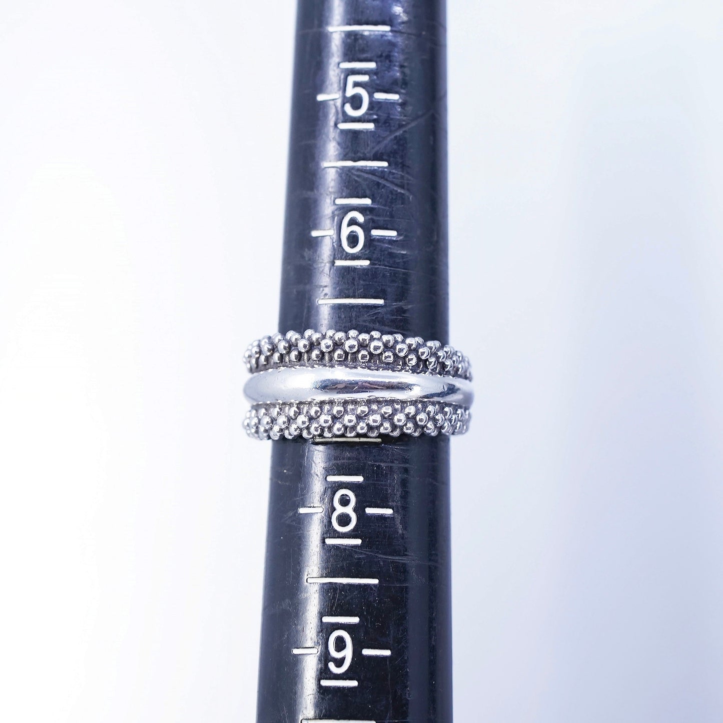 Size 7, vintage Lagos Caviar Sterling 925 silver ring, beads band