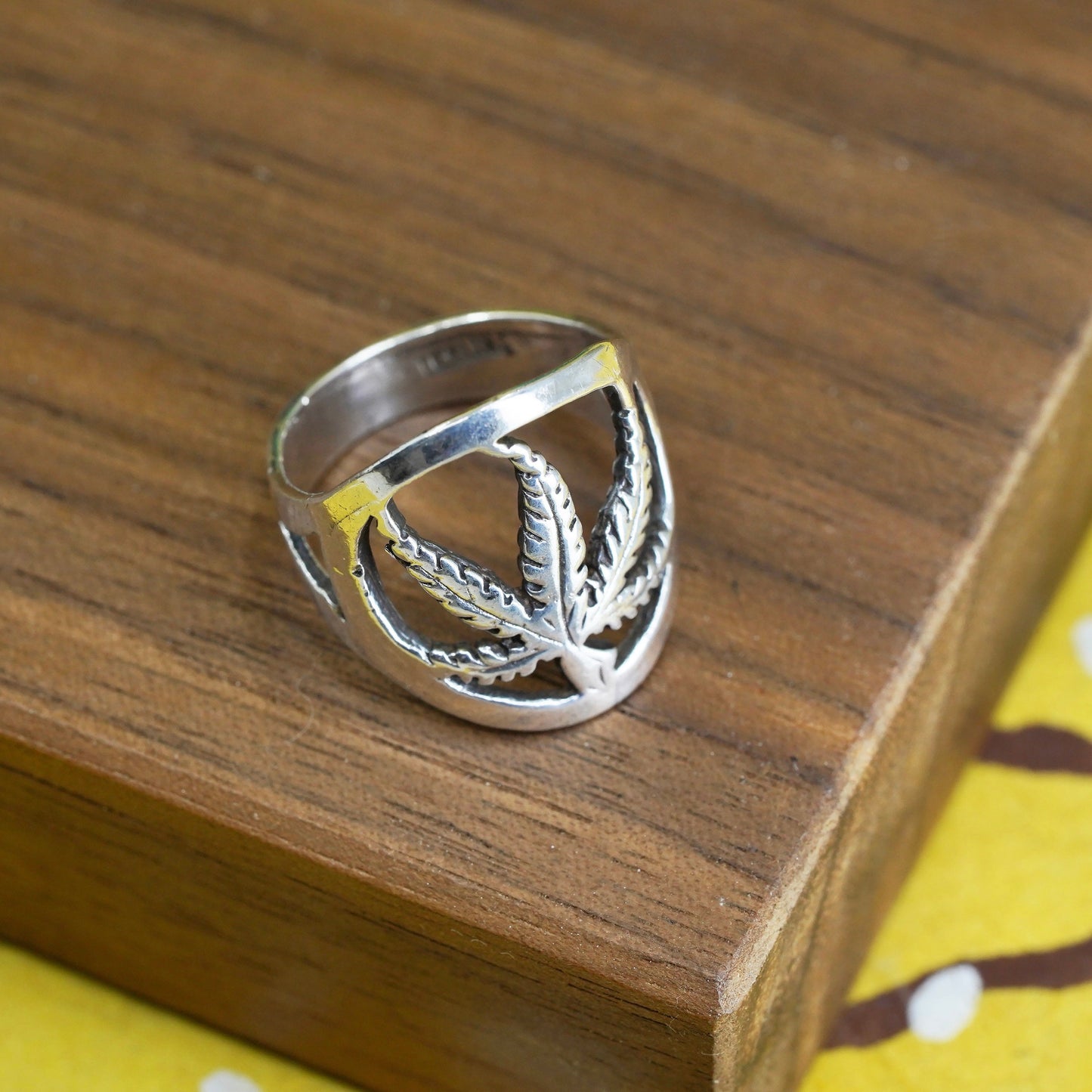 Size 5, Vintage Sterling silver handmade ring, 925 butterfly band