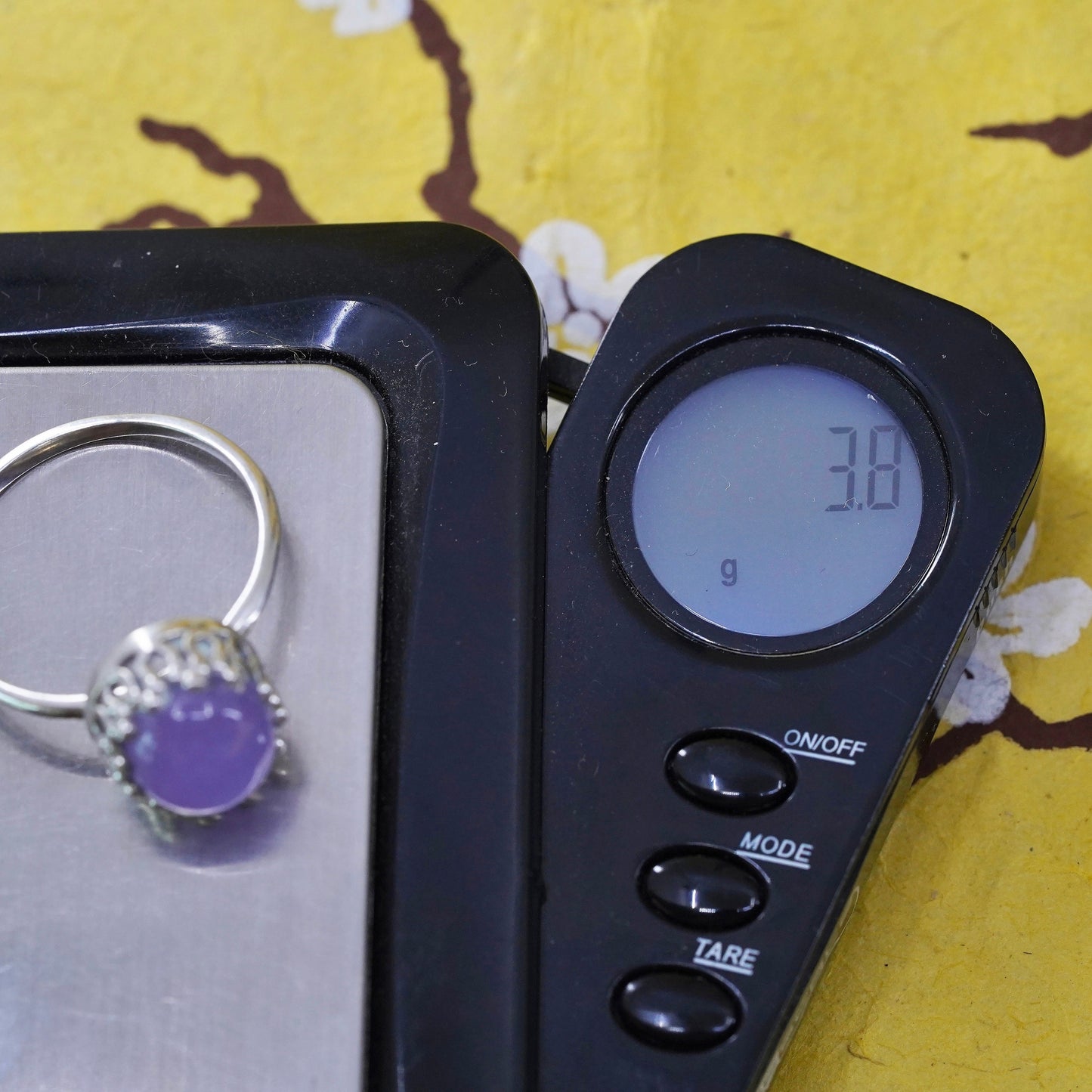 Size 11.5, Sterling silver ring, 925 silver statement ring with purple jade